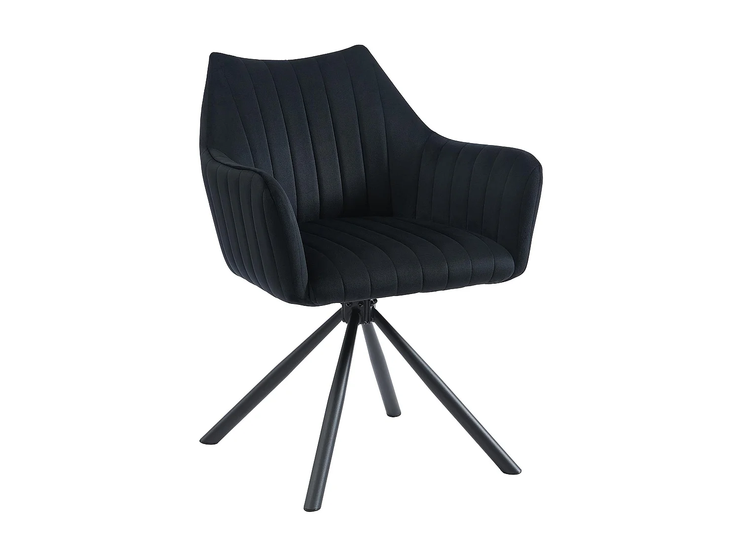 Lot de 2 chaises avec accoudoirs en velours et métal - Noir - IZIALI