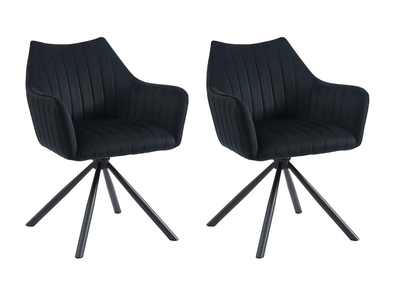 Lot de 2 chaises avec accoudoirs en velours et métal - Noir - IZIALI