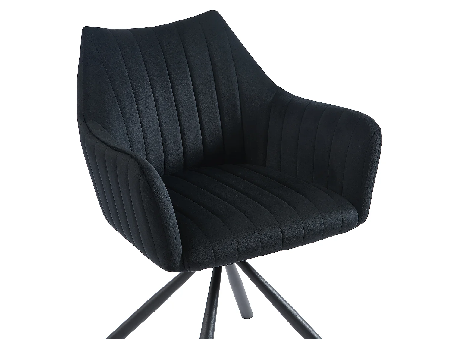Lot de 2 chaises avec accoudoirs en velours et métal - Noir - IZIALI