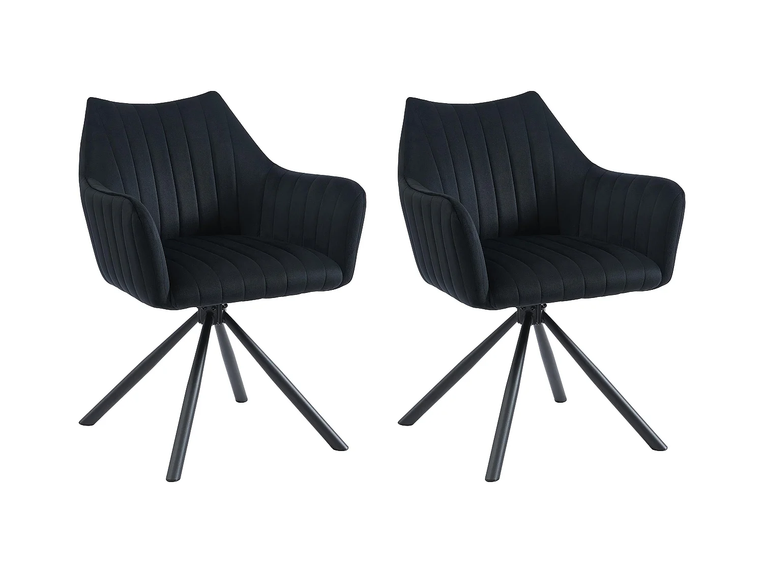 Lot de 2 chaises avec accoudoirs en velours et métal - Noir - IZIALI