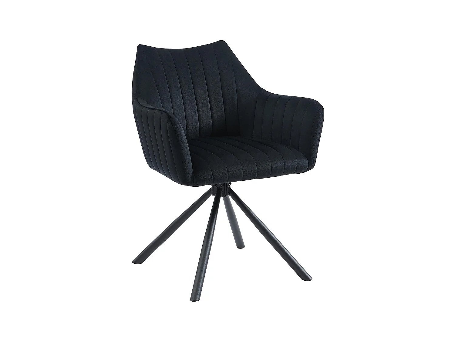 Lot de 2 chaises avec accoudoirs en velours et métal - Noir - IZIALI