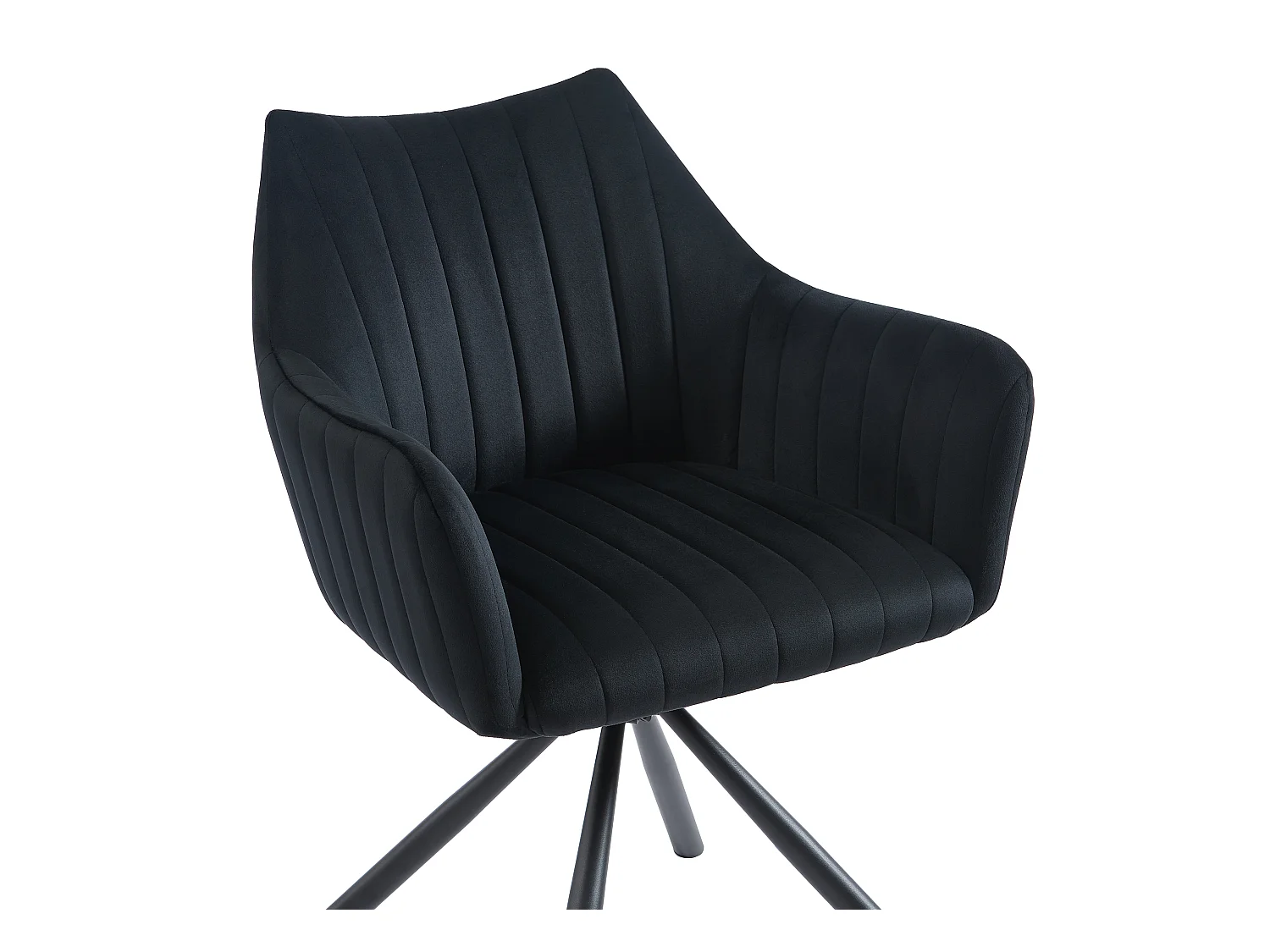 Lot de 2 chaises avec accoudoirs en velours et métal - Noir - IZIALI