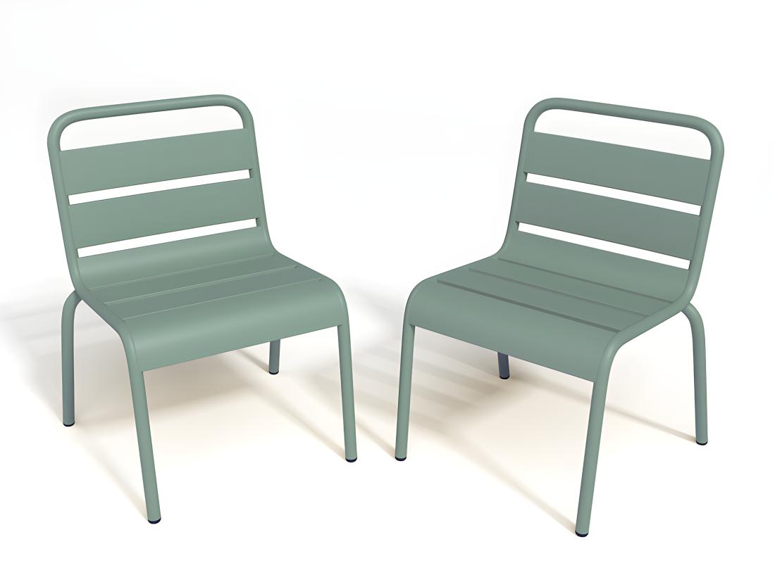 vente unique Lot de 2 chaises de jardin empilables pour enfants en métal - Vert amande - POPAYAN de MYLIA