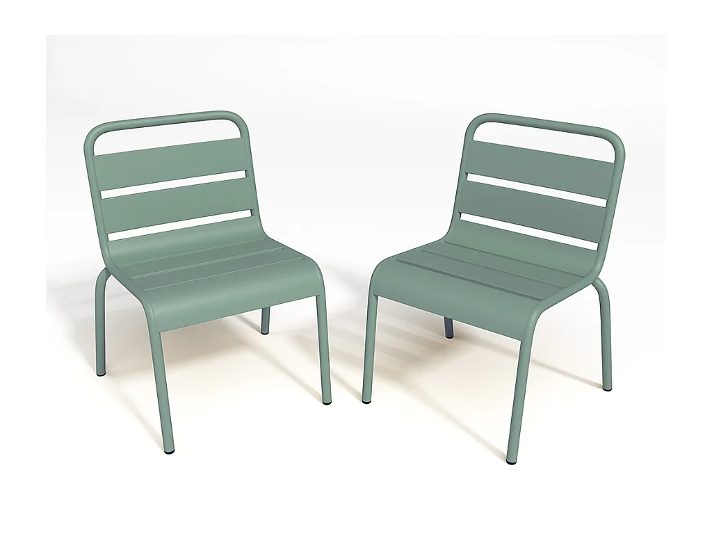 Tuineetset voor kinderen POPAYAN - Tuintafel met 4 opstapelbare stoelen - Metaal - Amandelgroen