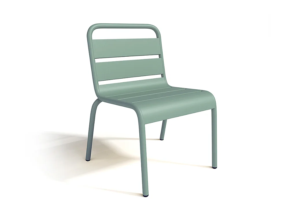 Tuineetset voor kinderen POPAYAN - Tuintafel met 4 opstapelbare stoelen - Metaal - Amandelgroen