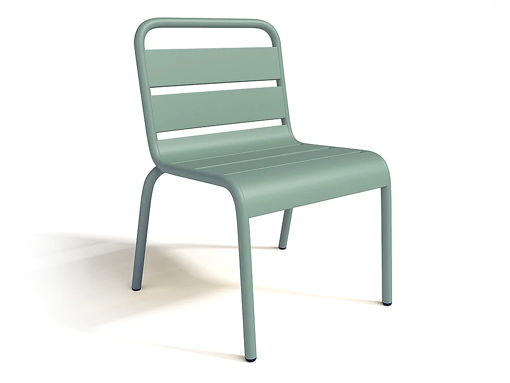 Conjunto de jantar de jardim para criança em metal, uma mesa e 4 cadeiras empilháveis, verde-amêndoa - POPAYAN