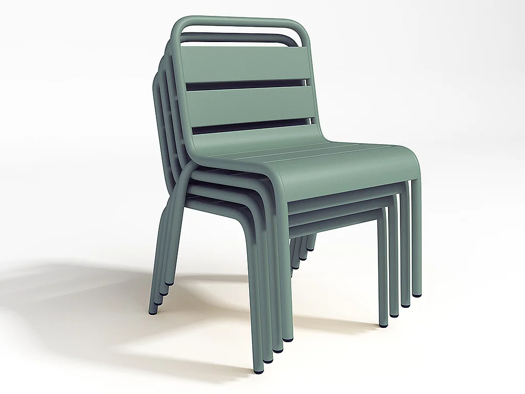 Conjunto de jantar de jardim para criança em metal, uma mesa e 4 cadeiras empilháveis, verde-amêndoa - POPAYAN