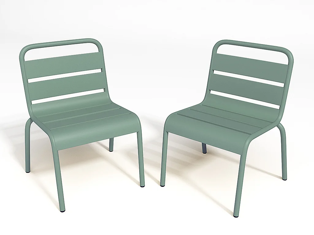 Conjunto de jantar de jardim para criança em metal, uma mesa e 4 cadeiras empilháveis, verde-amêndoa - POPAYAN