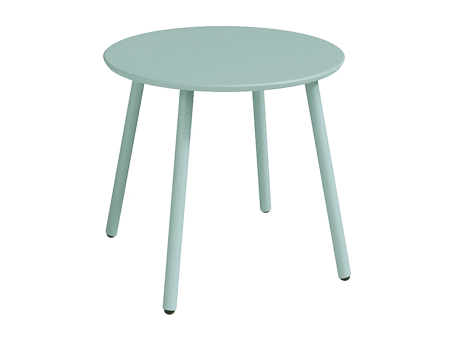 Salon de jardin en métal - 2 fauteuils bas empilables et une table d'appoint ronde - Vert amande - MIRMANDE de MYLIA