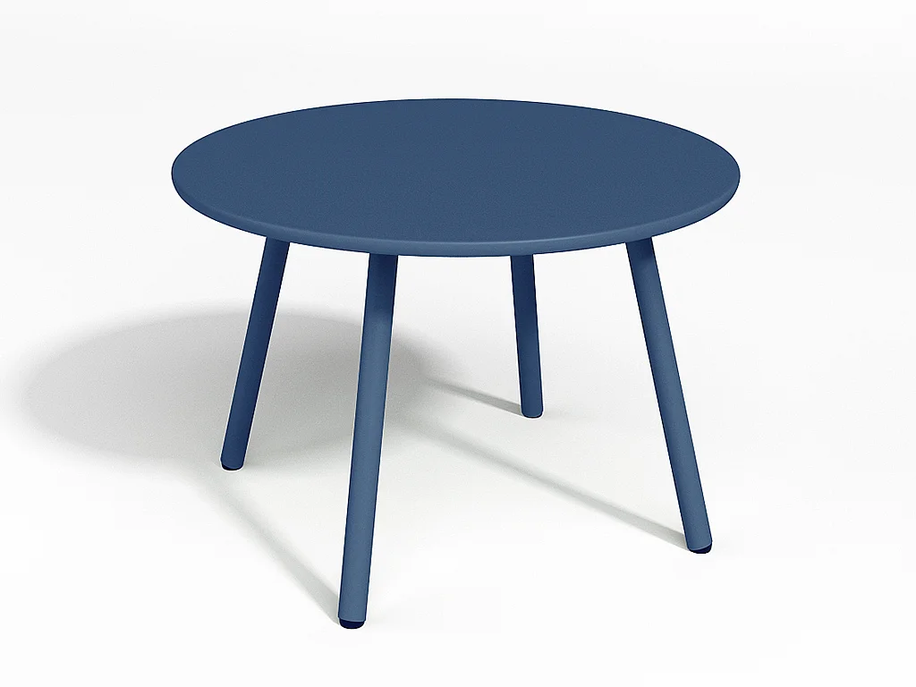Salon de jardin en métal - 2 fauteuils bas empilables et tables gigognes - Bleu nuit - MIRMANDE de MYLIA
