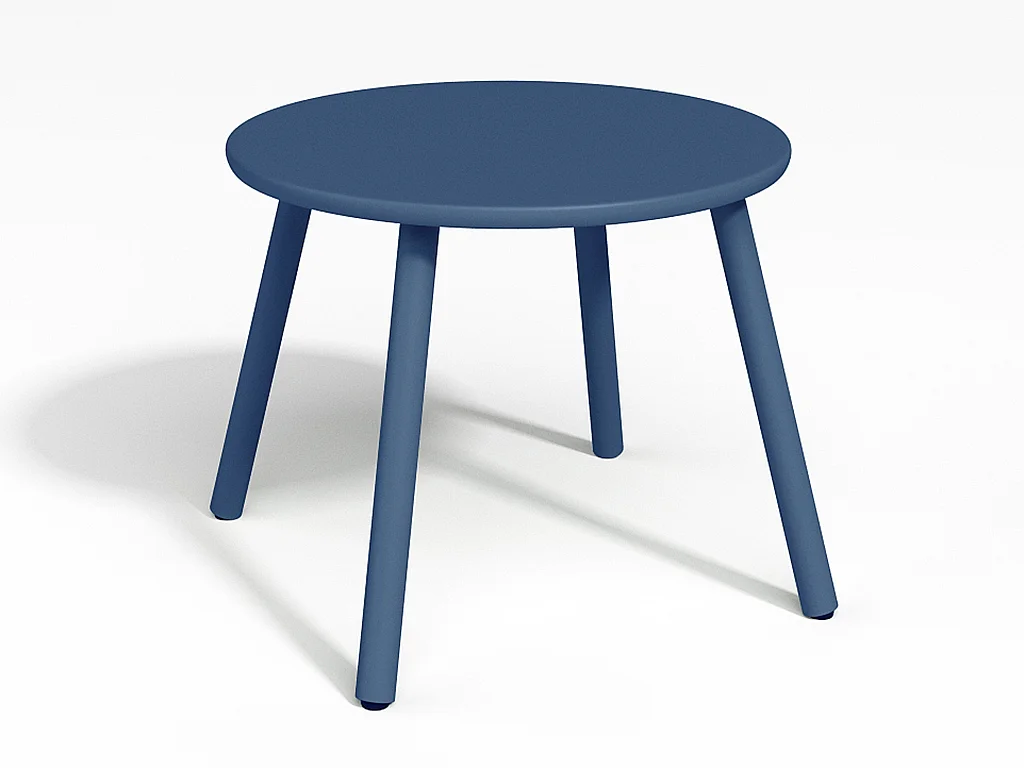 Salon de jardin en métal - 2 fauteuils bas empilables et tables gigognes - Bleu nuit - MIRMANDE de MYLIA