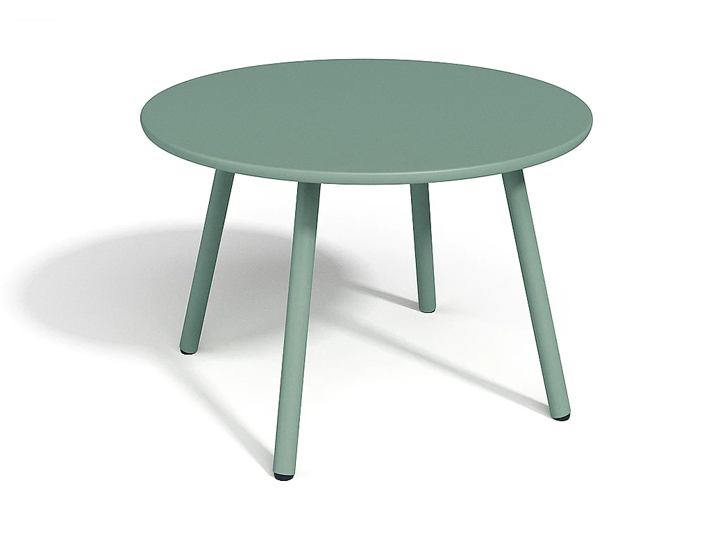 Garten-Sitzgruppe: 2 Beistelltische + 2 stapelbare Sessel - Metall - Hellgrün - MIRMANDE von MYLIA