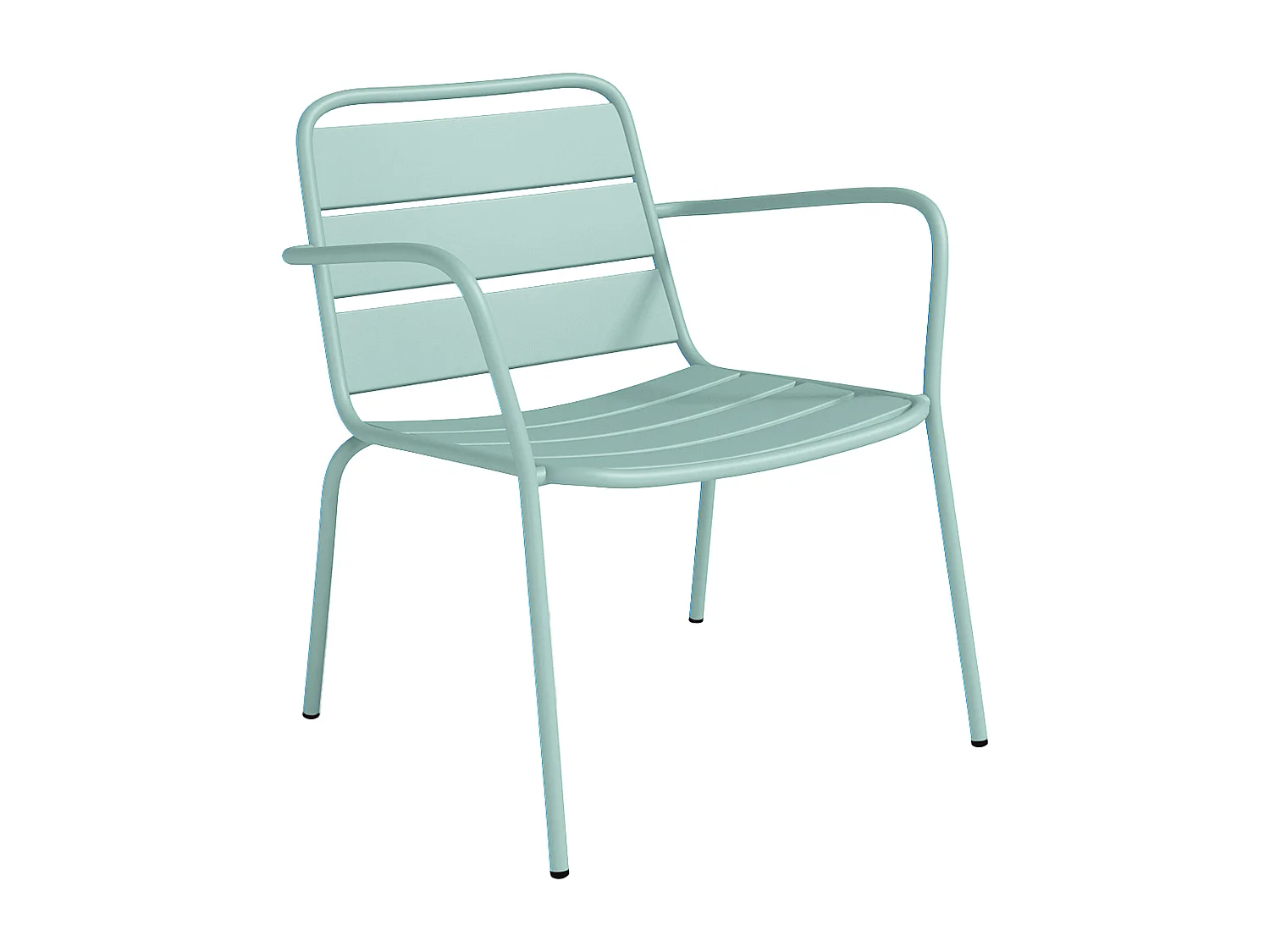 Loungeset MIRMANDE: 2 lage opstapelbare fauteuils met 2 bijzettafeltjes - Metaal - Amandelgroen