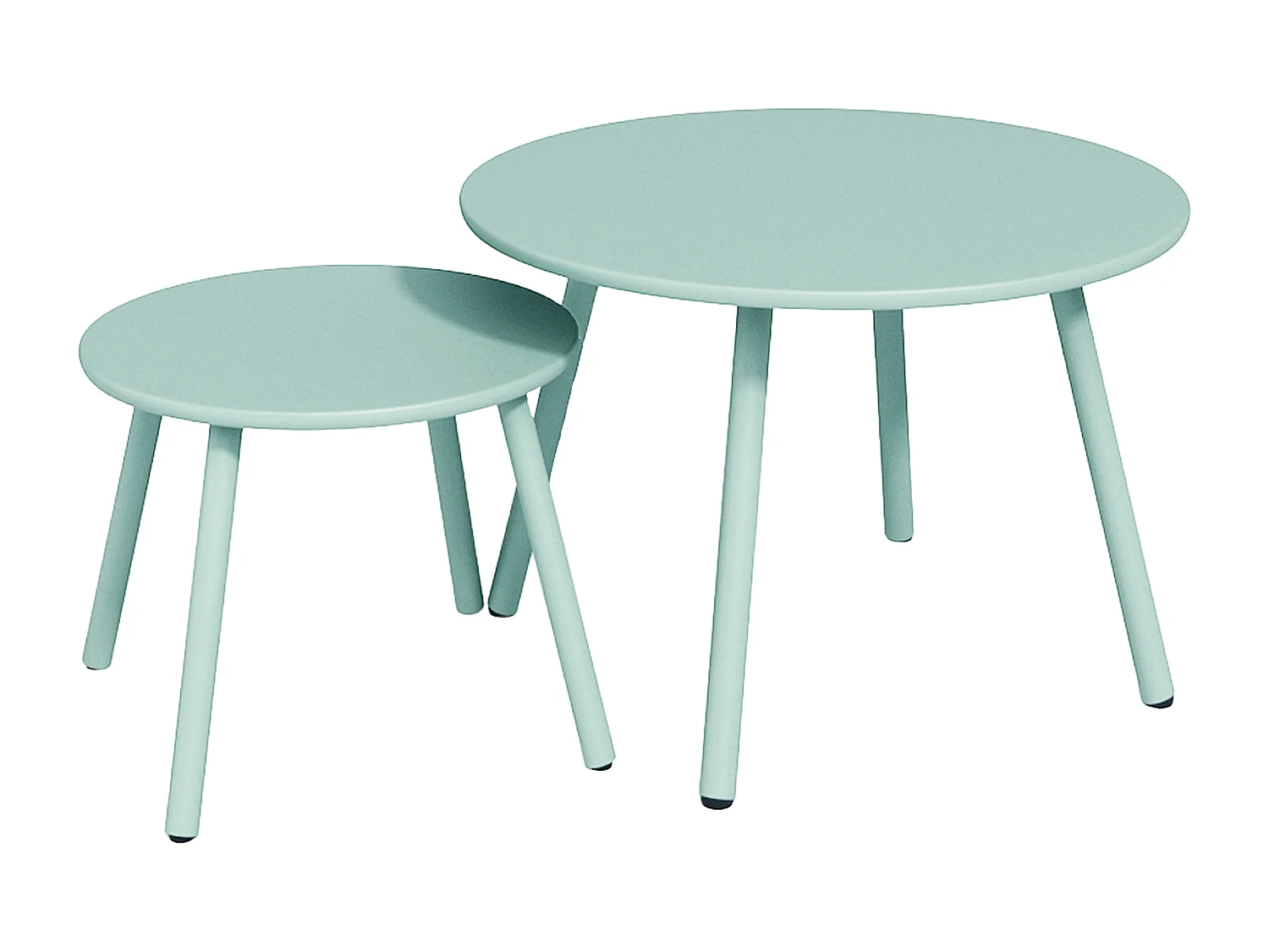 Loungeset MIRMANDE: 2 lage opstapelbare fauteuils met 2 bijzettafeltjes - Metaal - Amandelgroen