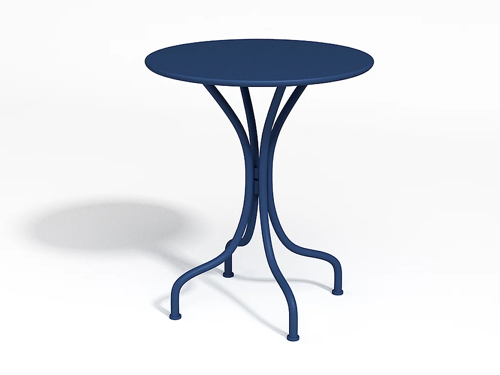 Sala da pranzo da giardino 1 tavolo + 2 sedie impilabili D.60 cm in Metallo Blu notte - MIRMANDE