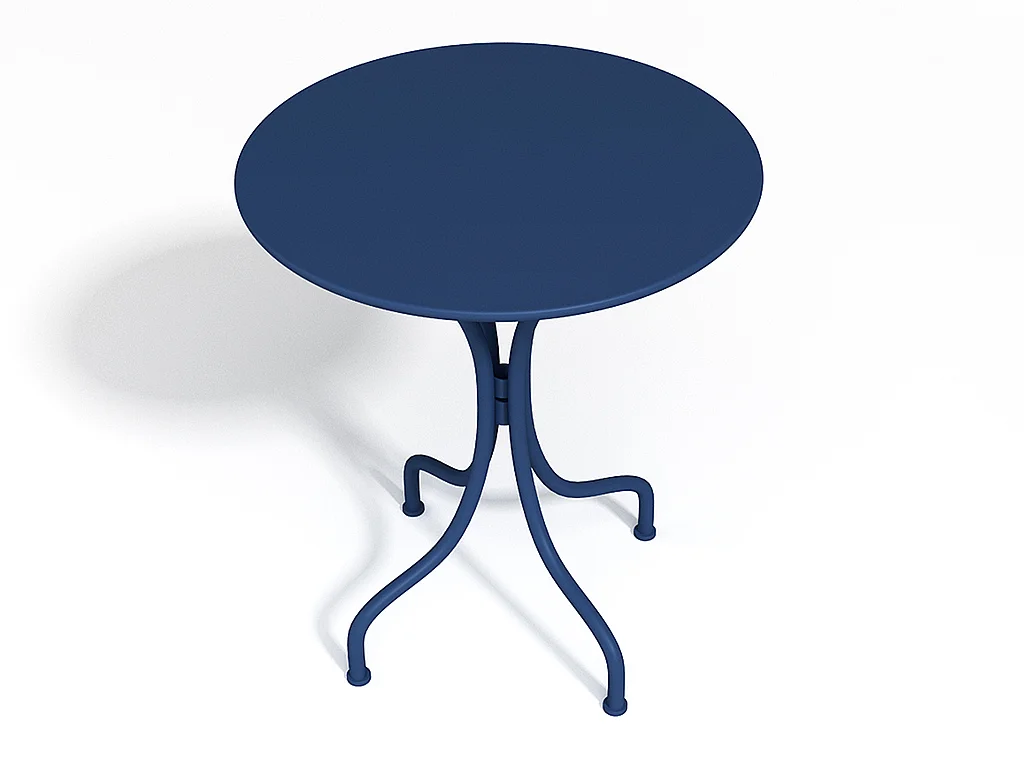 Sala da pranzo da giardino 1 tavolo + 2 sedie impilabili D.60 cm in Metallo Blu notte - MIRMANDE