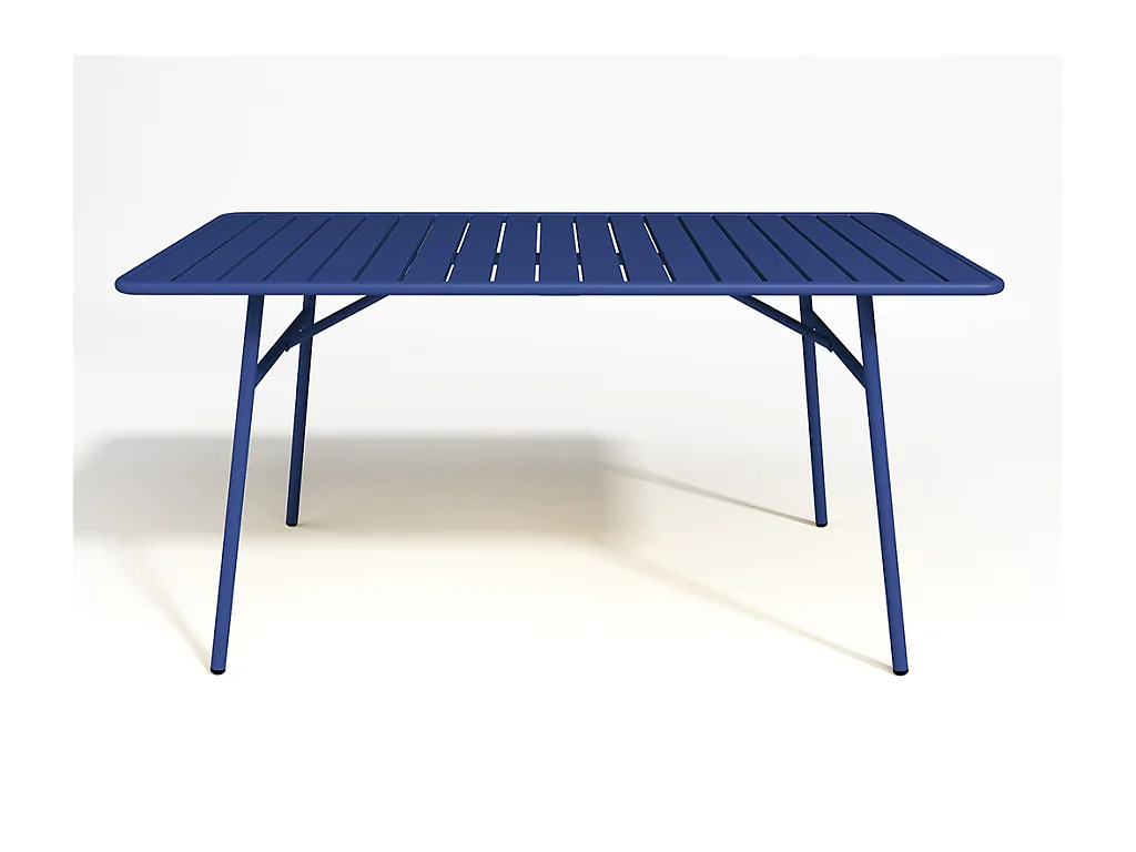 Salle à manger de jardin en métal - une table L.160 cm et 4 chaises empilables - Bleu nuit - MIRMANDE de MYLIA