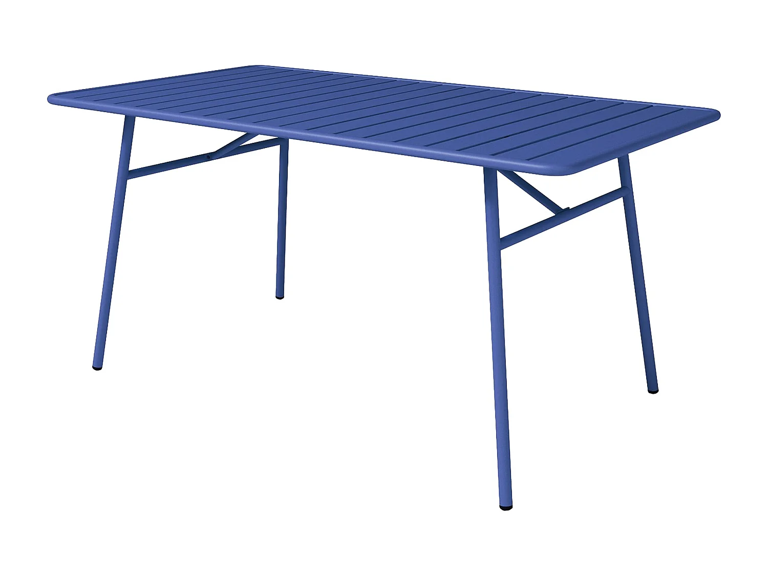 Salle à manger de jardin en métal - une table L.160 cm et 4 chaises empilables - Bleu nuit - MIRMANDE de MYLIA