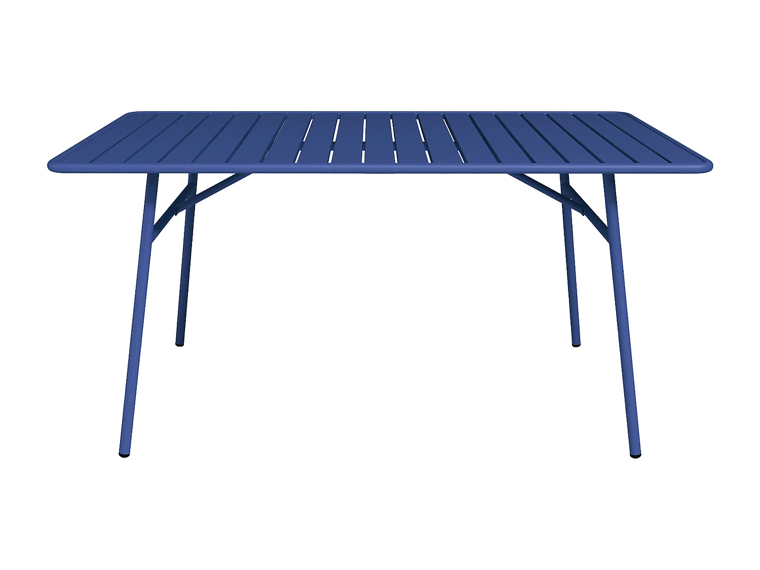 Salle à manger de jardin en métal - une table L.160 cm et 4 chaises empilables - Bleu nuit - MIRMANDE de MYLIA