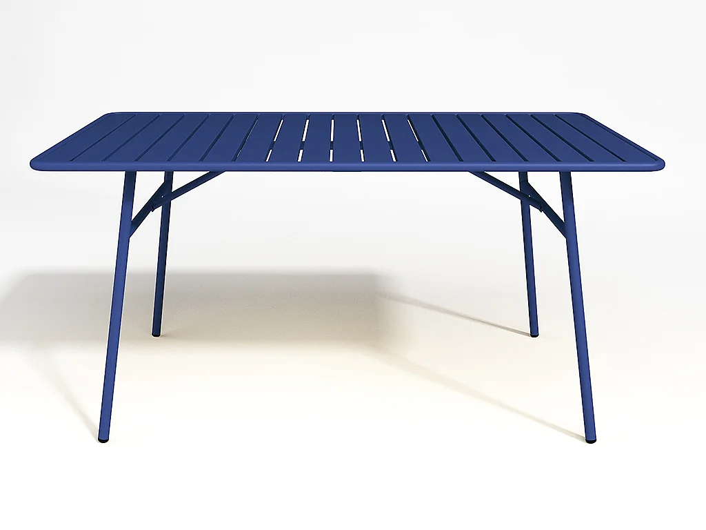 Garten-Essgruppe: Tisch D. 160 cm + 2 Sessel + 4 Stühle - Metall - Dunkelblau - MIRMANDE von MYLIA