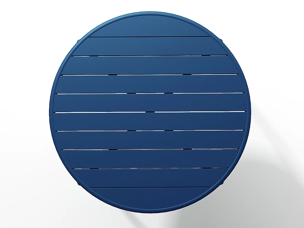 Salle à manger de jardin en métal - une table D.110 cm et 4 fauteuils empilables - Bleu nuit - MIRMANDE de MYLIA