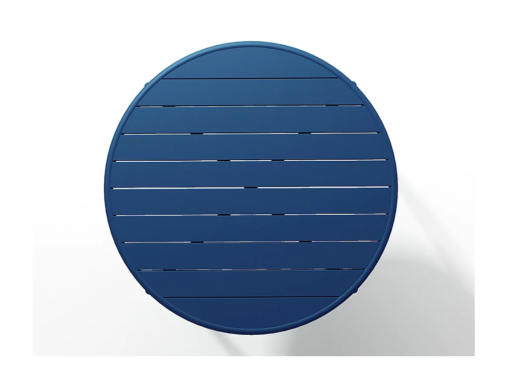 Garten-Essgruppe: Tisch D. 110 cm + 4 stapelbare Stühle - Metall - Dunkelblau - MIRMANDE von MYLIA