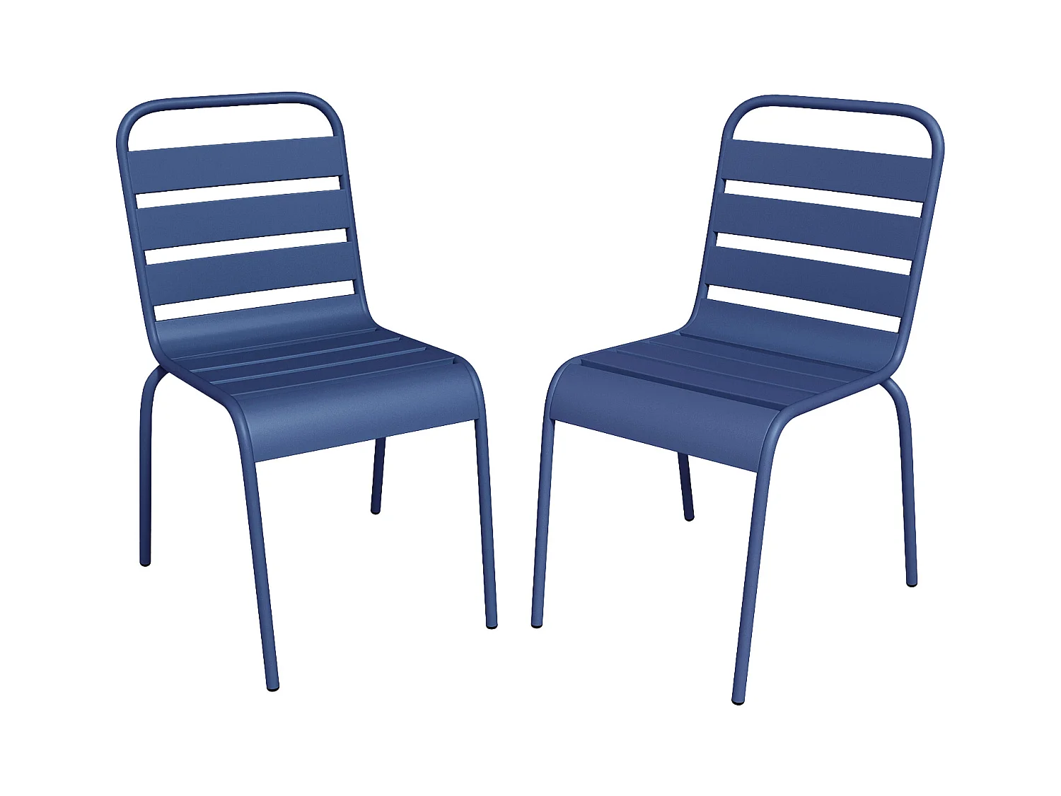Lot de 2 chaises de jardin empilables en métal - Bleu nuit - MIRMANDE de MYLIA