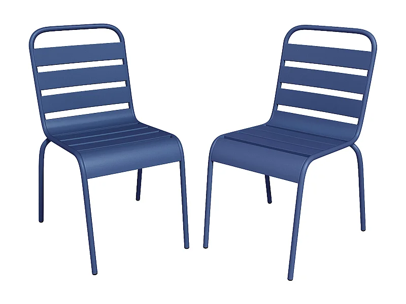 Lot de 2 chaises de jardin empilables en métal - Bleu nuit - MIRMANDE de MYLIA
