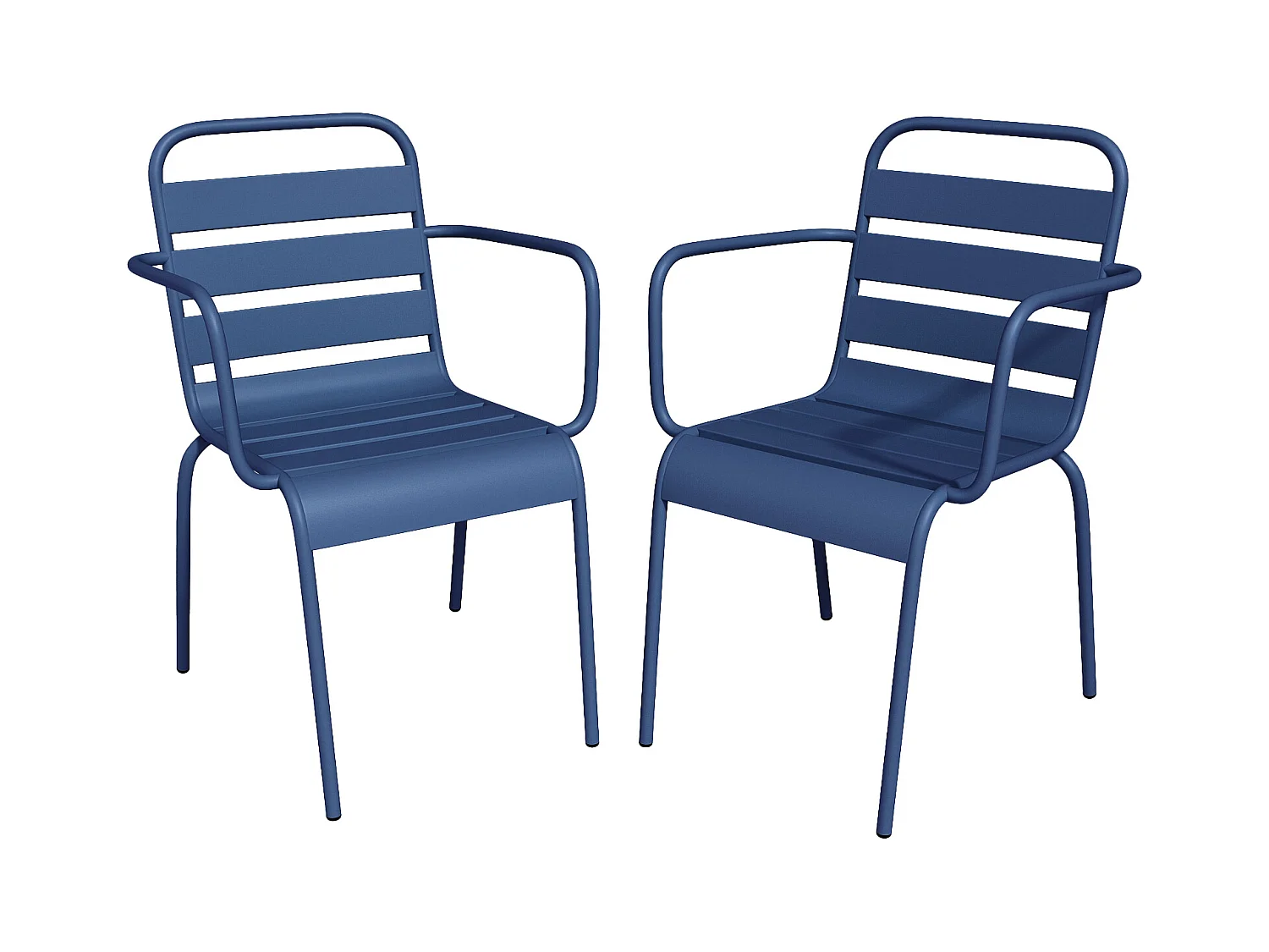 Gartensessel stapelbar 2er-Set - Metall - Dunkelblau - MIRMANDE von MYLIA