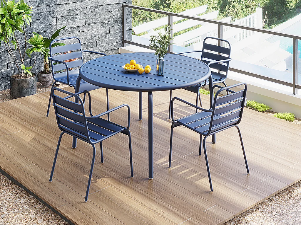 Gartensessel stapelbar 2er-Set - Metall - Dunkelblau - MIRMANDE von MYLIA