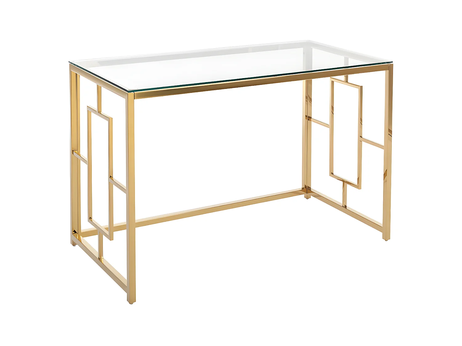 Bureau en verre trempé et acier - Doré et transparent - CLOTILDE de Pascal Morabito