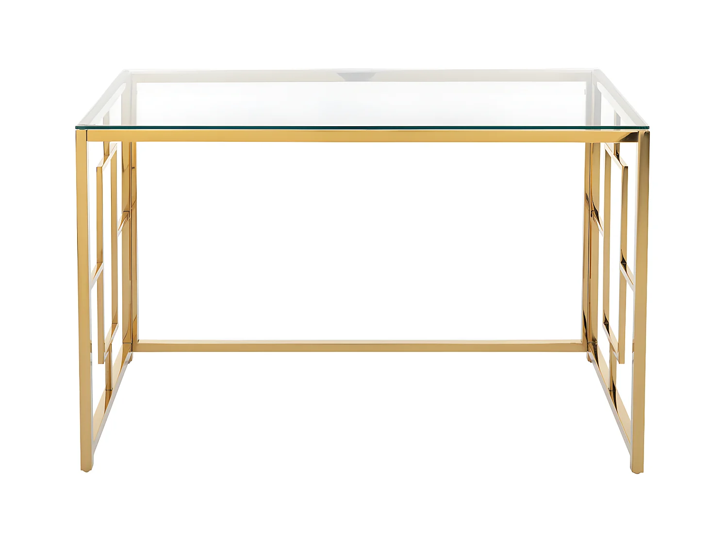 Bureau en verre trempé et acier - Doré et transparent - CLOTILDE de Pascal Morabito