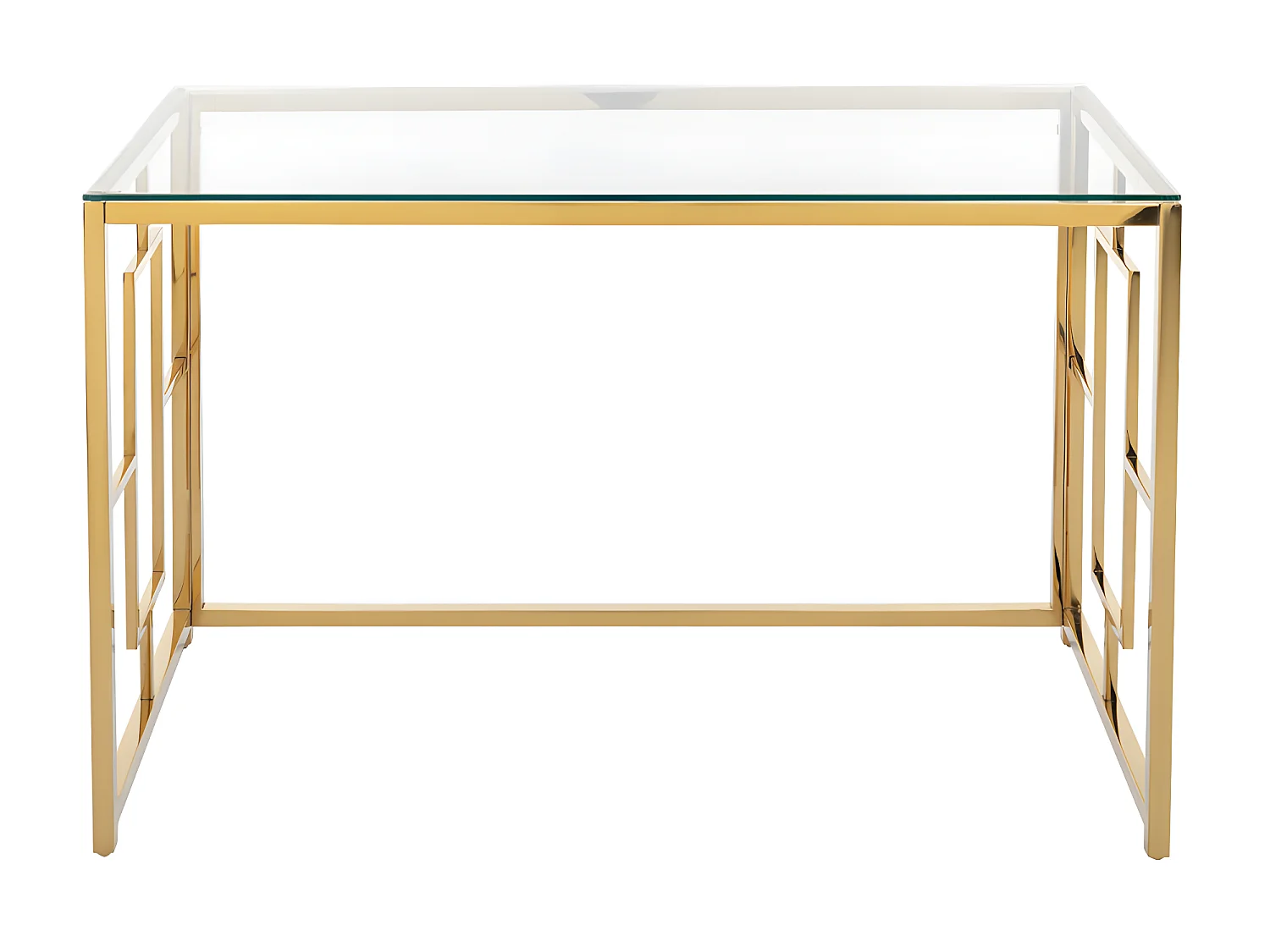 Bureau en verre trempé et acier - Doré et transparent - CLOTILDE de Pascal Morabito