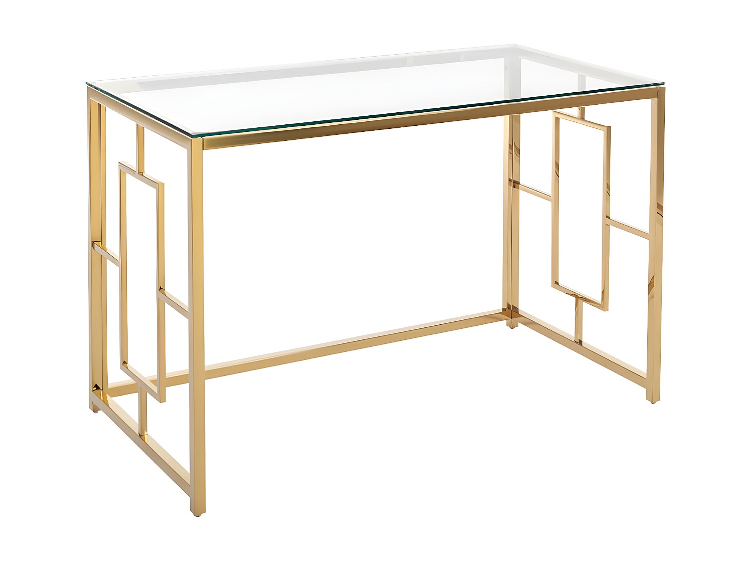 Schreibtisch - Glas & Stahl - Goldfarben & Transparent - CLOTILDE von Pasca günstig online kaufen