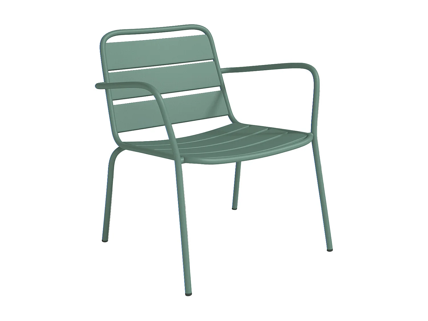 Fauteuil bas de jardin empilable + repose pied en métal - Vert amande - MIRMANDE de MYLIA