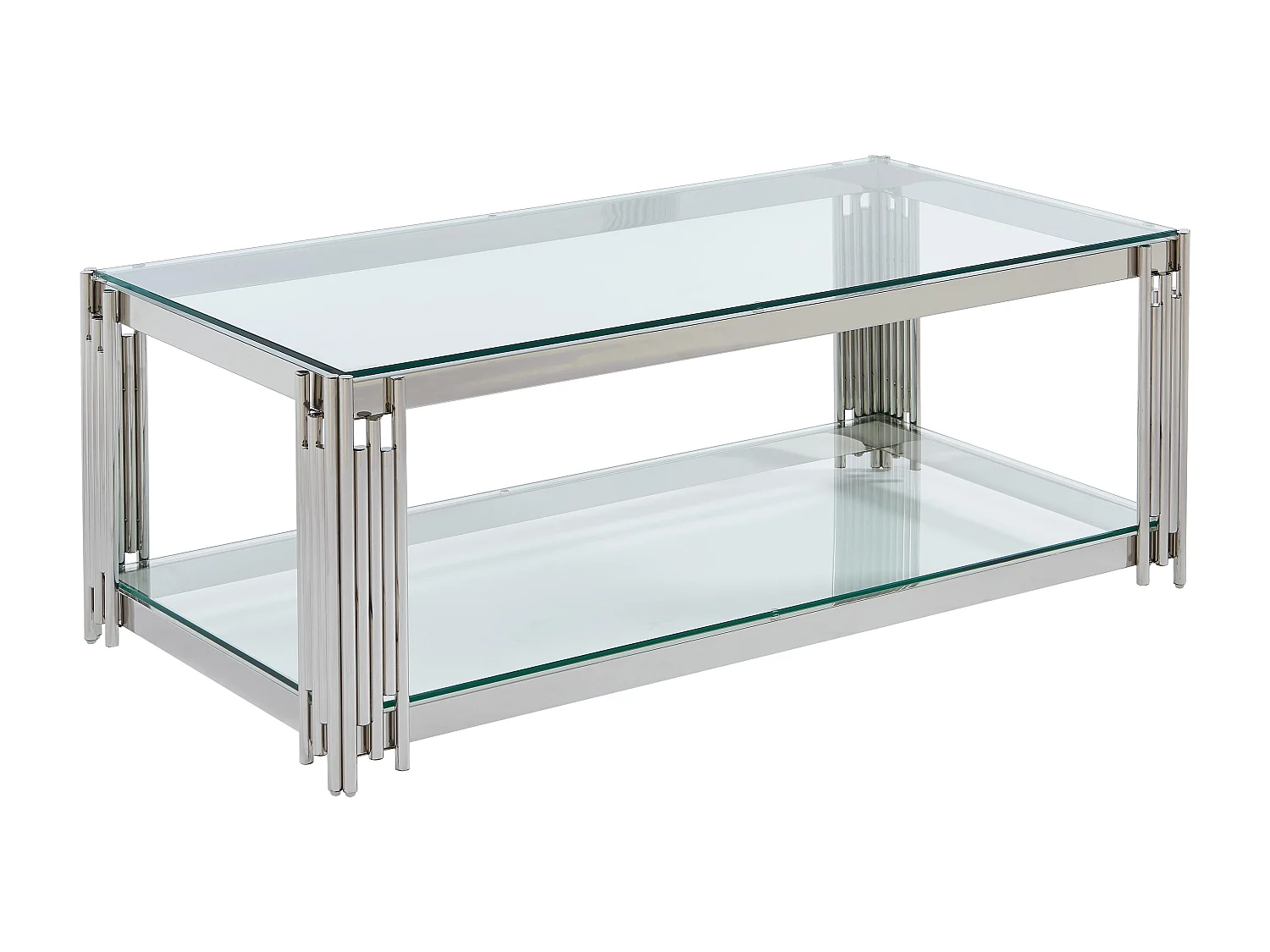 Couchtisch - Sicherheitsglas & Edelstahl - Chromfarben - NOMELANO von Pascal MORABITO