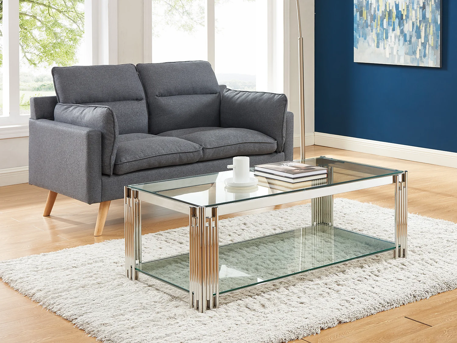 Table basse en verre trempé et acier inoxydable - Chromé - NOMELANO de Pascal MORABITO