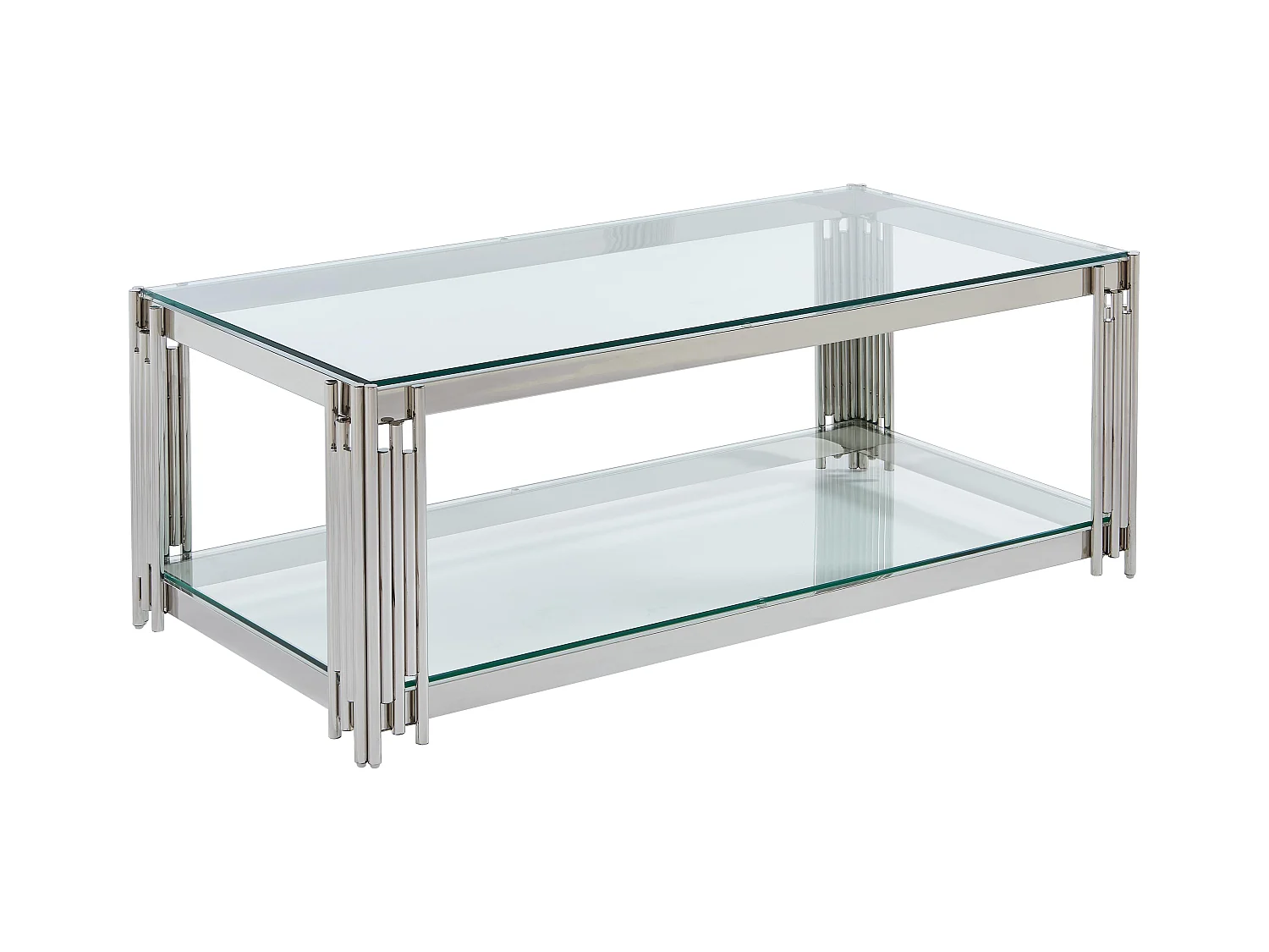 Mesa de centro de cristal templado y acero inoxidable - Cromado - NOMELANO de Pascal MORABITO