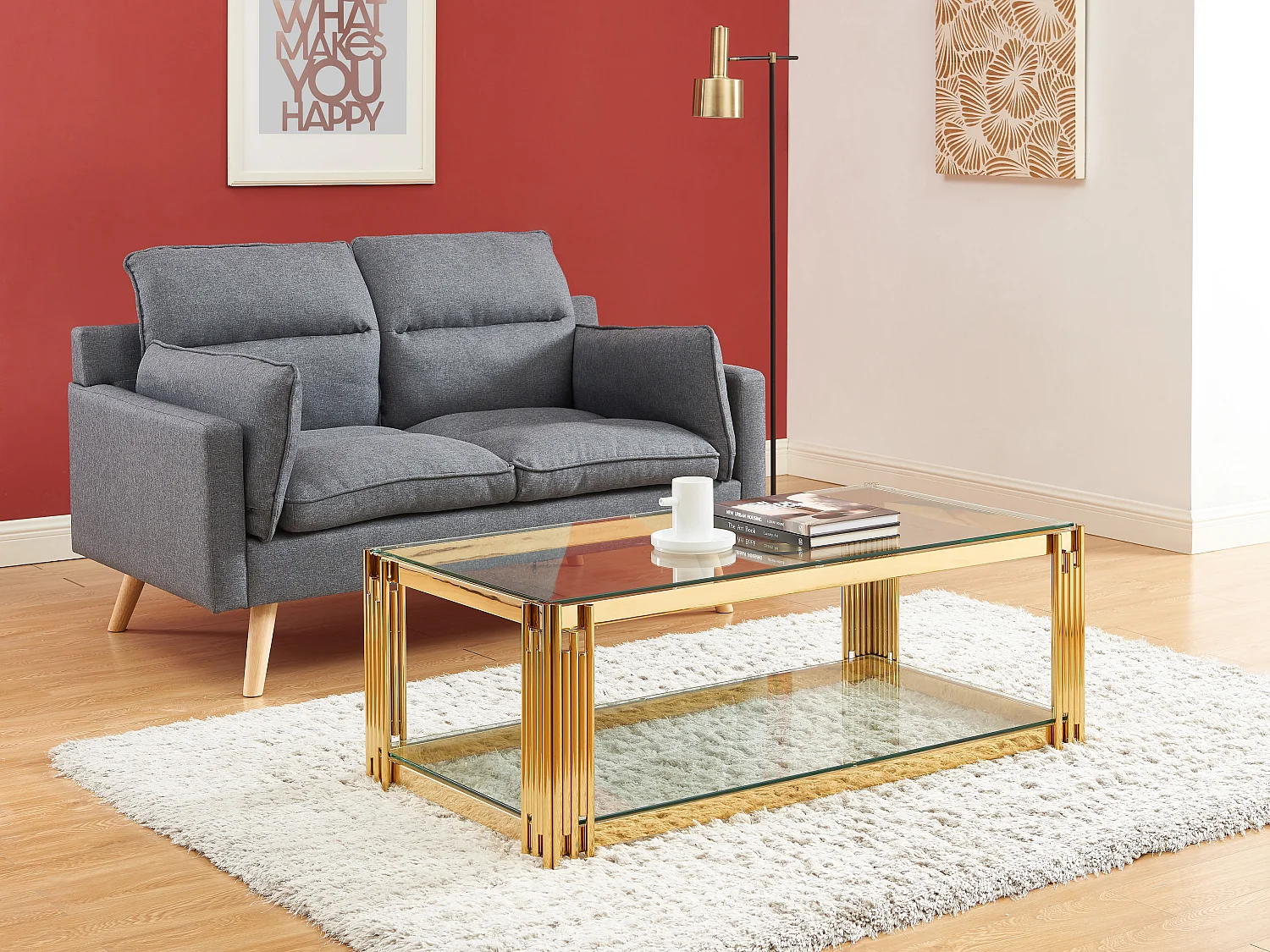 Table basse en verre trempé et acier inoxydable - Doré - NOMELANO de Pascal MORABITO