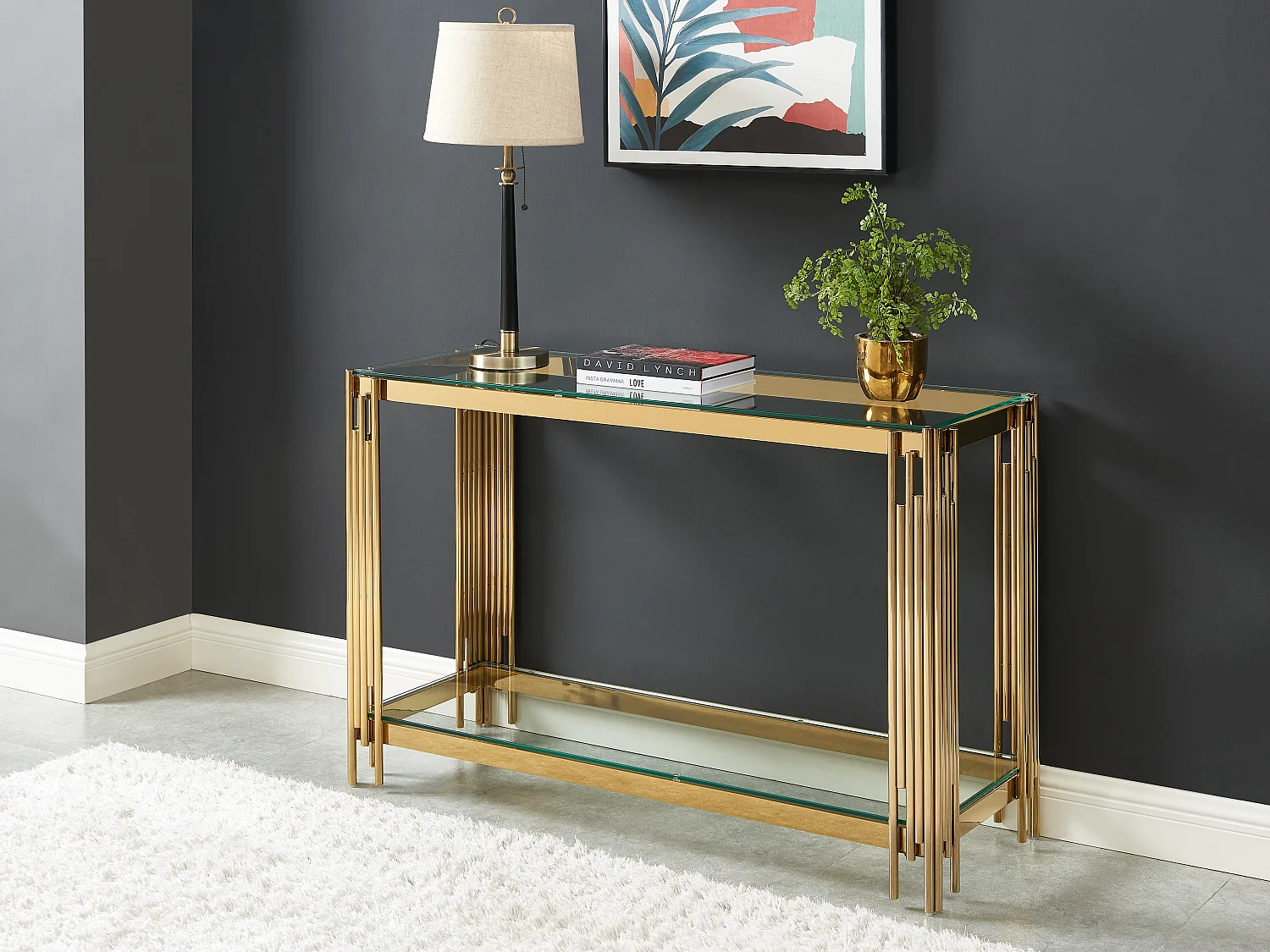 Consolle in Vetro temperato e Acciaio inossidabile Dorato - NOMELANO di Pascal MORABITO