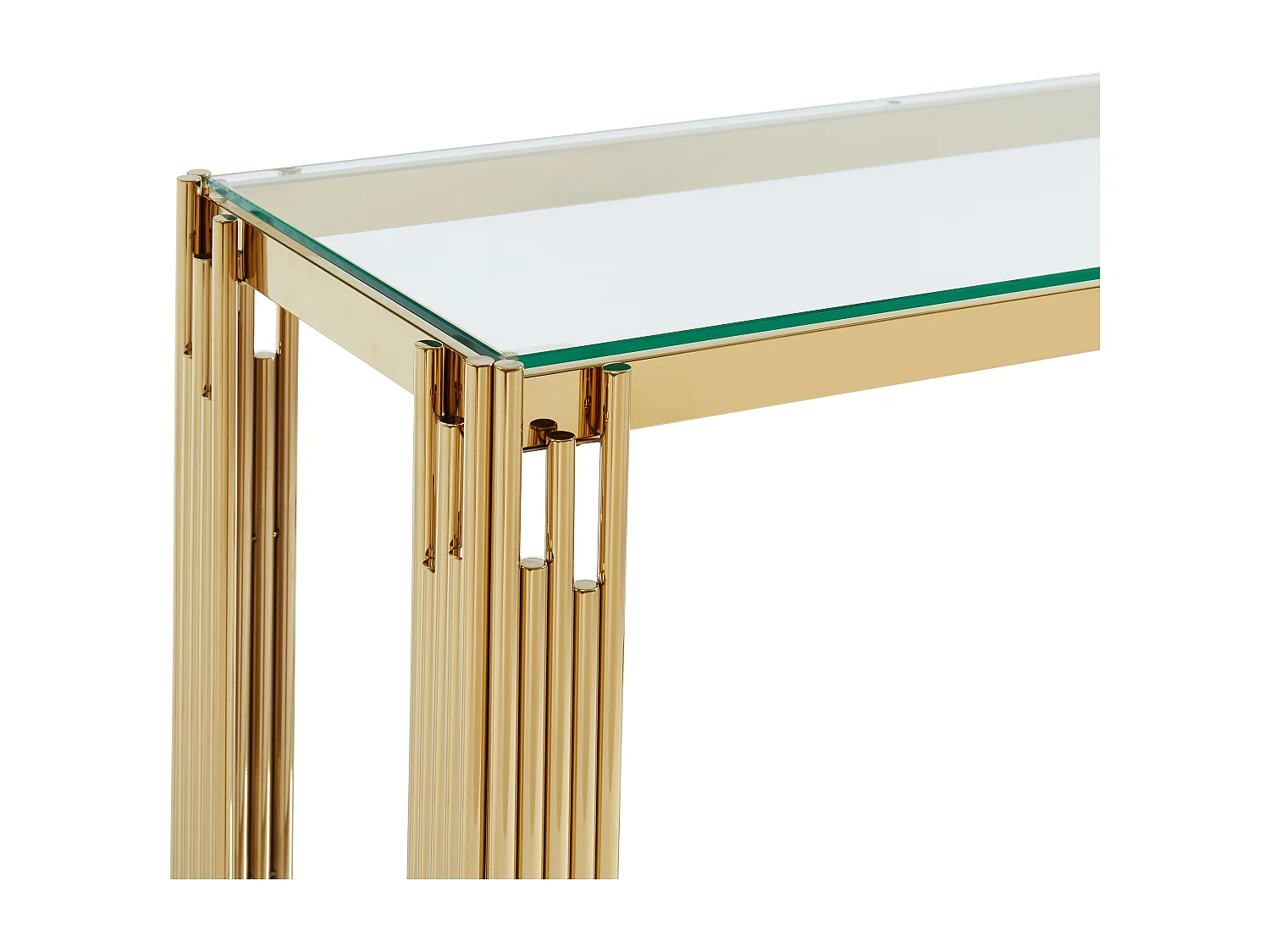 Console avec 1 étagère en verre trempé et acier inoxydable - Doré - NOMELANO de Pascal MORABITO