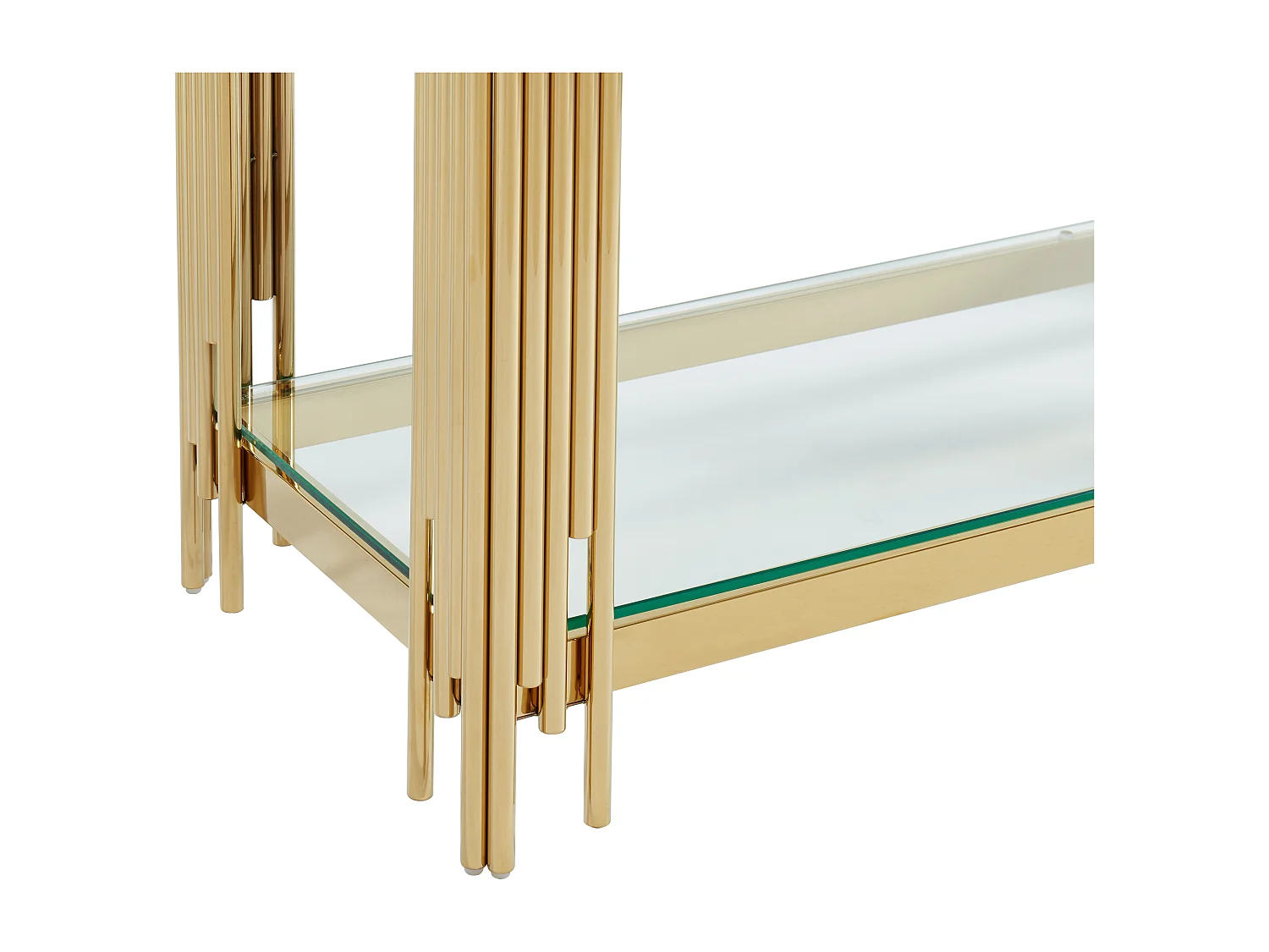 Console avec 1 étagère en verre trempé et acier inoxydable - Doré - NOMELANO de Pascal MORABITO