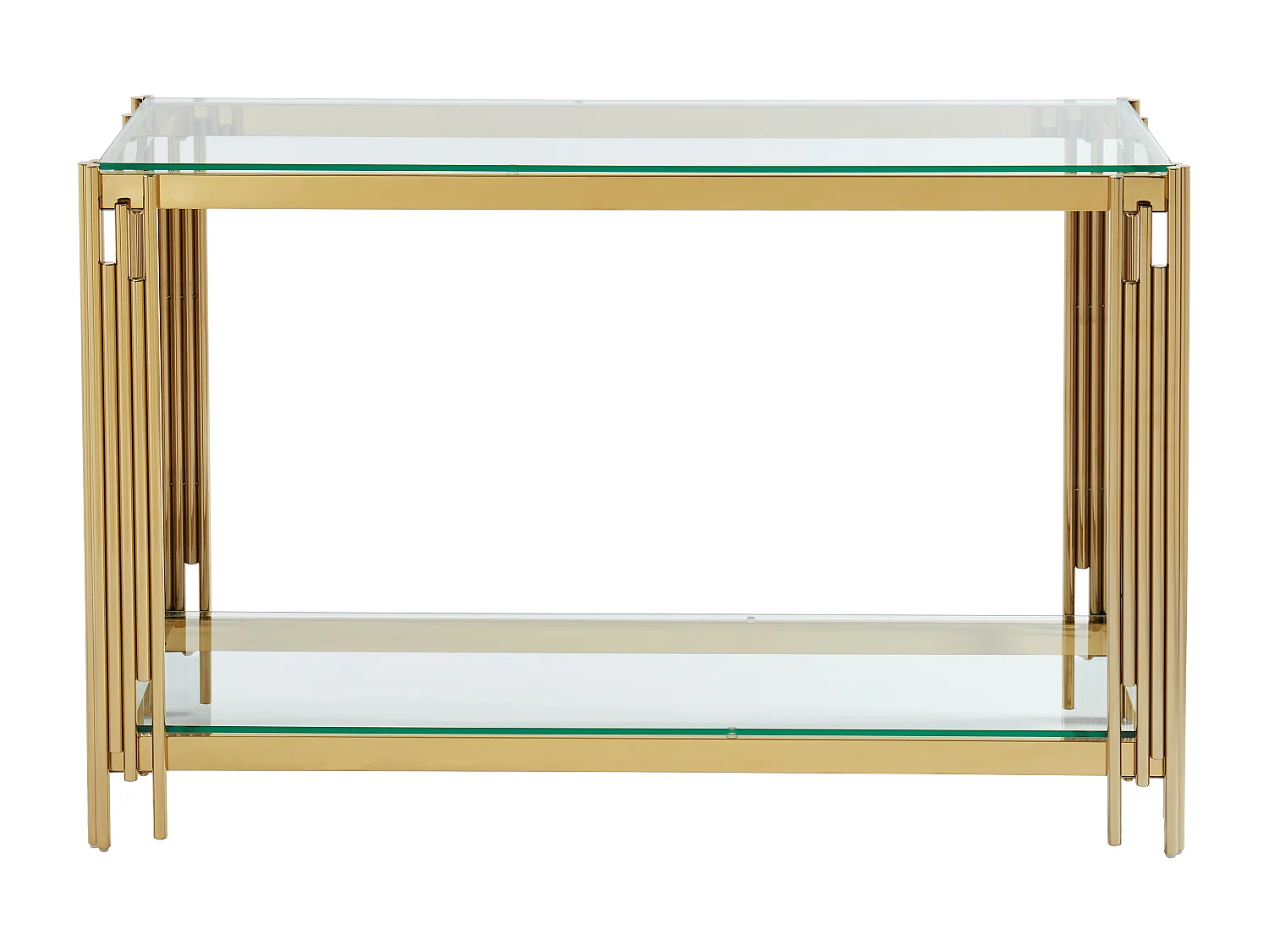 Console avec 1 étagère en verre trempé et acier inoxydable - Doré - NOMELANO de Pascal MORABITO