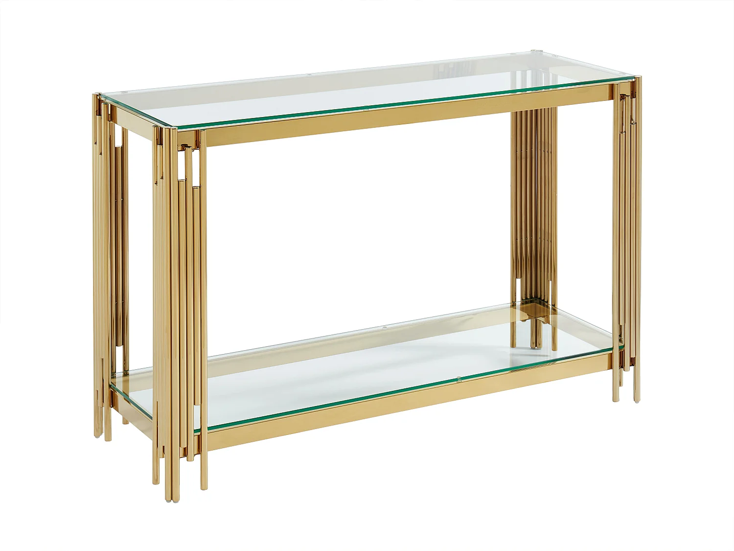 Console avec 1 étagère en verre trempé et acier inoxydable - Doré - NOMELANO de Pascal MORABITO