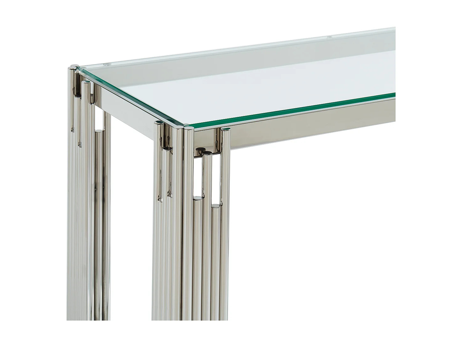 Console avec 1 étagère en verre trempé et acier inoxydable - Chromé - NOMELANO de Pascal MORABITO