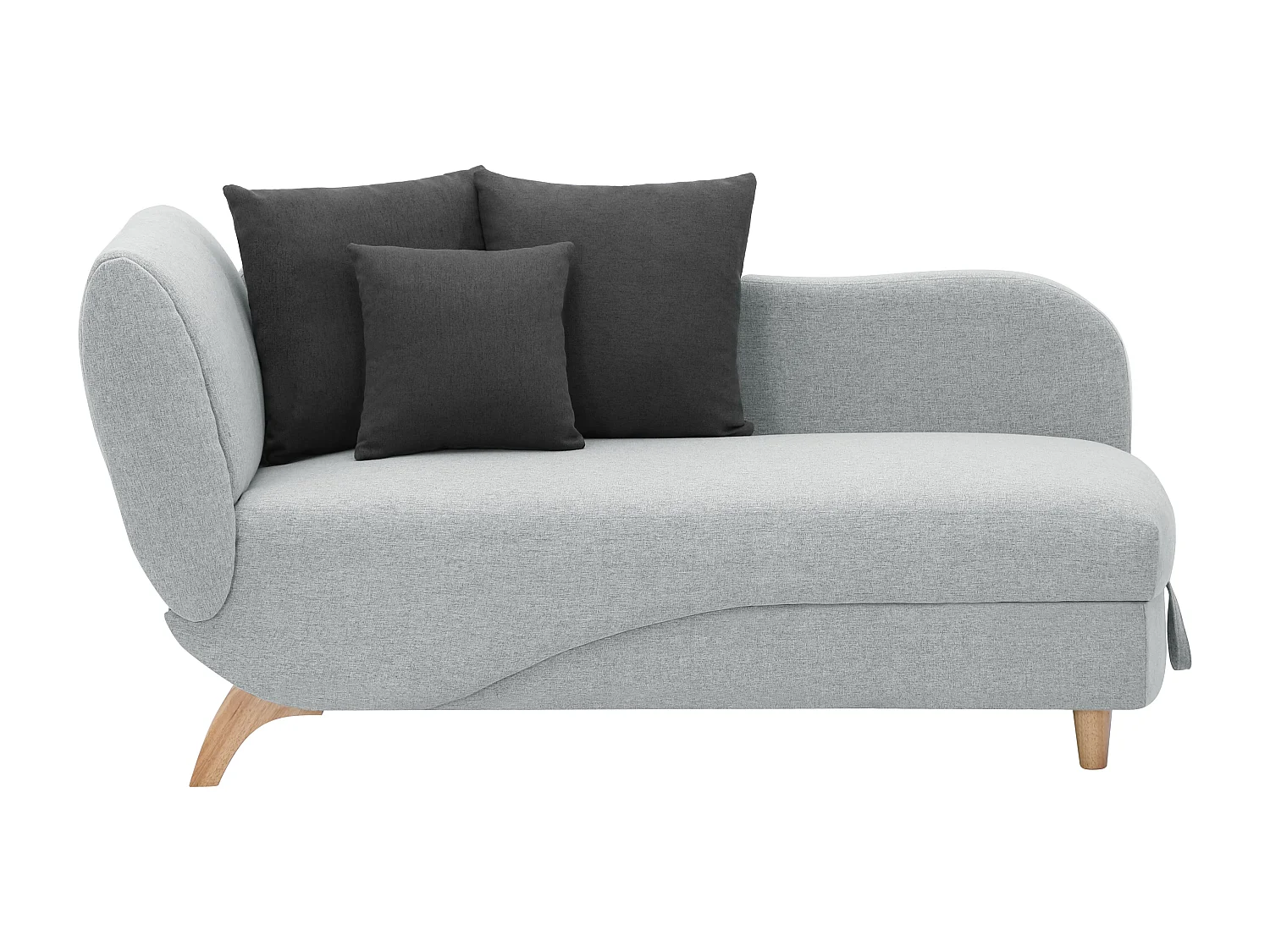 Chaise longue letto con contenitore in Tessuto Grigio - Angolo a destra - PENELOPE