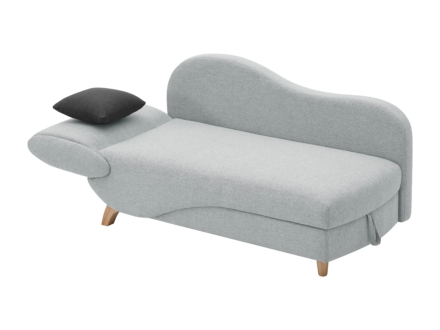 Chaise longue letto con contenitore in Tessuto Grigio - Angolo a destra - PENELOPE