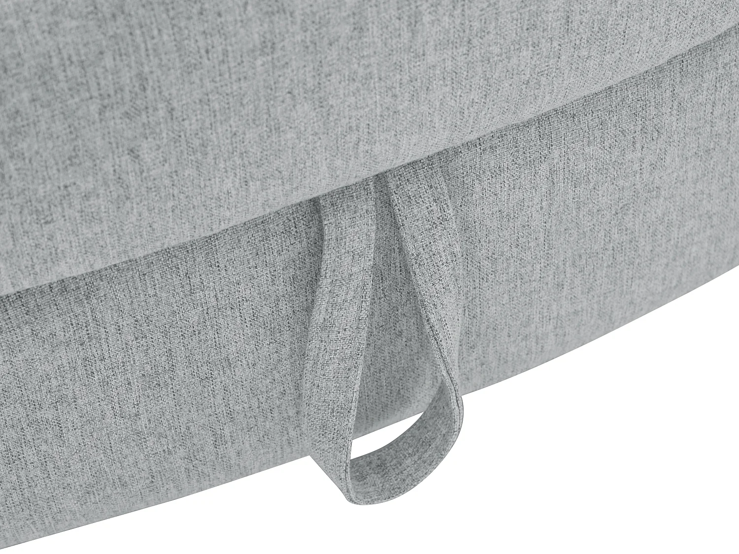 Chaise-longue direita convertível em tecido cinza-claro com espaço de arrumação - PENELOPE