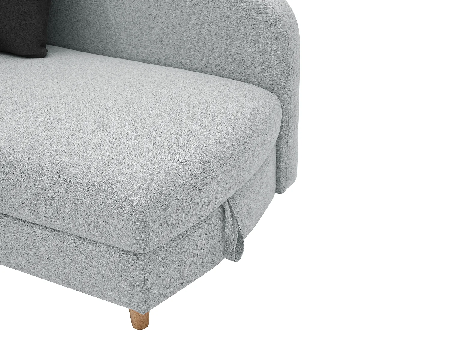 Méridienne droite convertible en tissu gris clair avec coffre de rangement PENELOPE