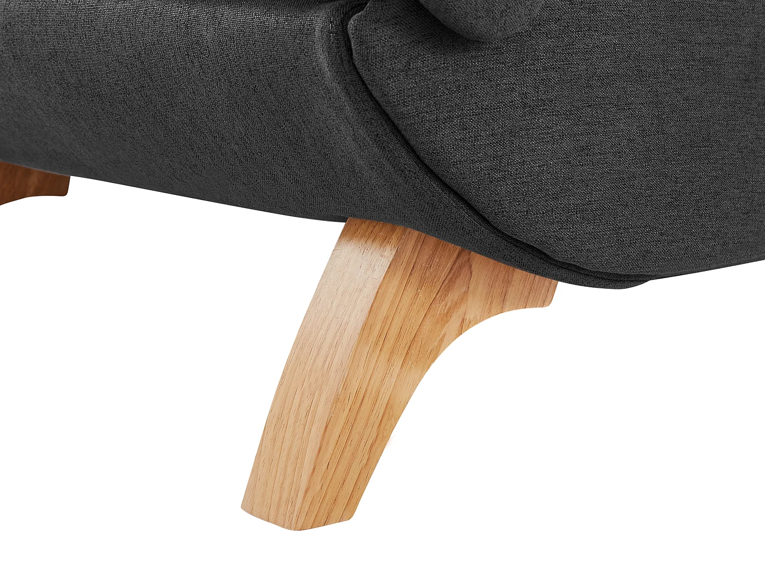 Méridienne droite convertible en tissu anthracite avec coffre de rangement PENELOPE